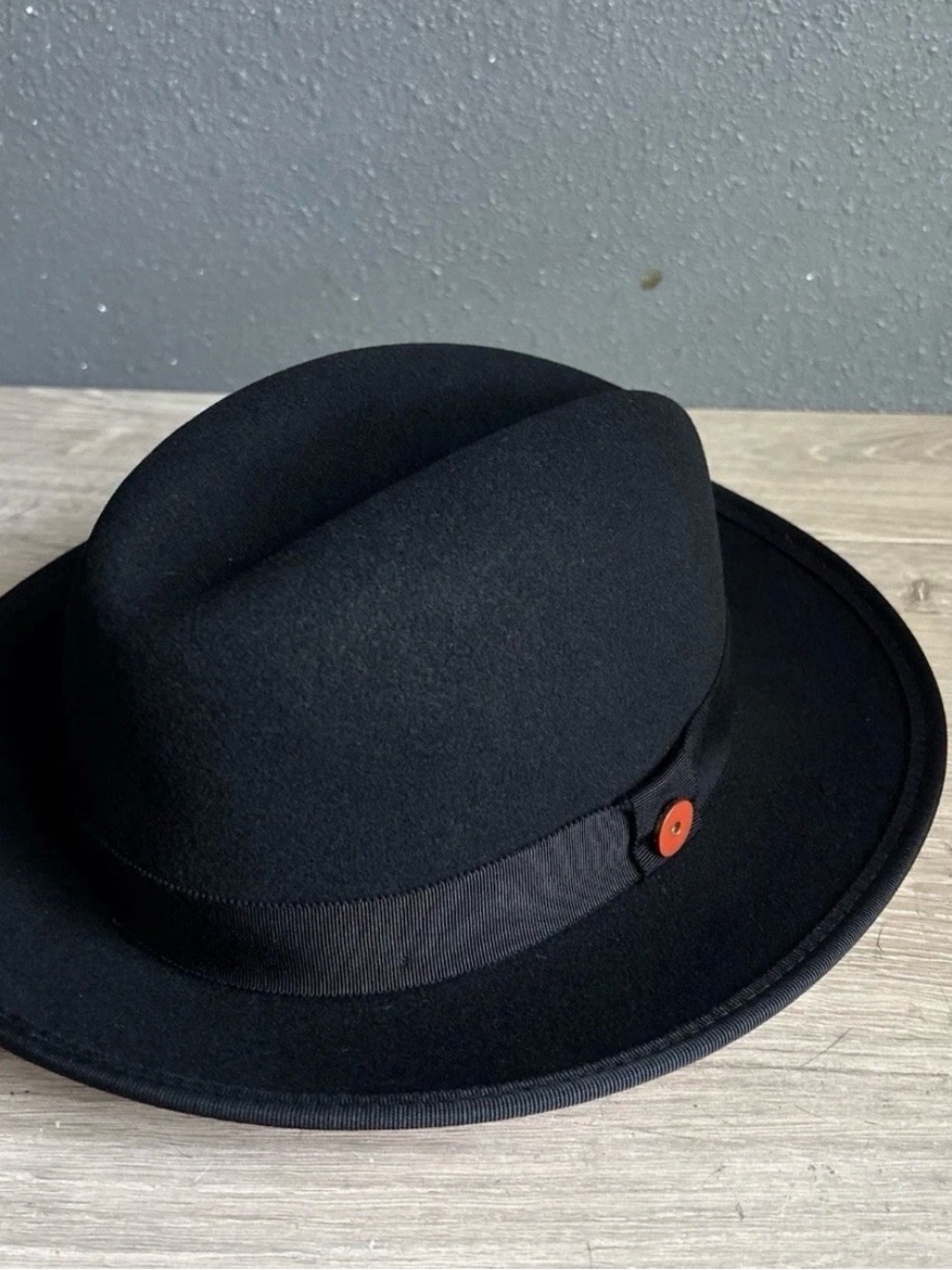 Keith James 100% Wool Black Fedora Hat Sz S